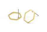 Brass Hexagon Earring, 10 Raw Brass Hexagon Stud Earrings (14x0.80mm) Bs 1172 A1234