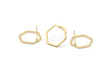 Gold Hexagon Earring, 8 Gold Plated Brass Hexagon Stud Earrings (14x0.80mm) Bs 1172 A1234