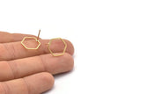 Gold Hexagon Earring, 8 Gold Plated Brass Hexagon Stud Earrings (14x0.80mm) Bs 1172 A1234