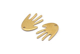 Brass Hand Charm, 24 Raw Brass Hand Charms With 1 Hole, Earrings, Findings (17x11x1mm) D946