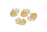 Brass Hand Charm, 24 Raw Brass Hand Charms With 1 Hole, Earrings, Findings (17x11x1mm) D946