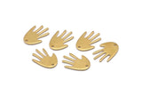 Brass Hand Charm, 24 Raw Brass Hand Charms With 1 Hole, Earrings, Findings (17x11x1mm) D946