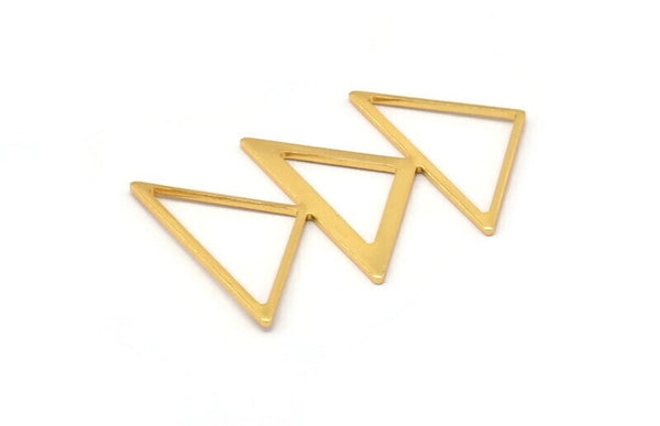Gold Triangle Charm, 2 Gold Plated Brass Triangle Blanks (45x30x1mm) M01803