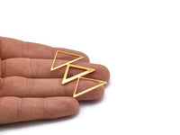 Gold Triangle Charm, 2 Gold Plated Brass Triangle Blanks (45x30x1mm) M01803