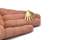 Gold Broom Earring, 2 Gold Plated Brass Broom Stud Earring (27x30x1.5mm) N1027