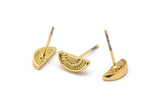 Gold Watermelon Earring, 6 Gold Plated Brass Watermelon Slice Stud Earrings (10x4mm) N0914