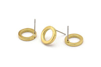 Brass Circle Earring, 12 Raw Brass Circle Stud Earrings (12mm) N0441 A1135