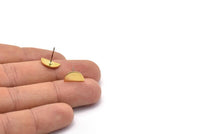 Semi Circle Earring, 10 Raw Brass Half Moon Stud Earrings (12x6.5x0.8mm) E105 A1267