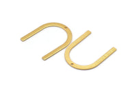 Gold U Shape Charm, 4 Textured Gold Plated Brass U Shaped Charms With 1 Hole (30x25x0.80mm) M02105