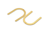 Gold U Shape Charm, 4 Textured Gold Plated Brass U Shaped Charms With 1 Hole (30x25x0.80mm) M02105