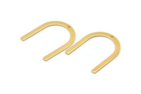 Gold U Shape Charm, 4 Gold Plated Brass U Shaped Charms With 1 Hole (30x25x0.80mm) M02102