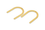 Gold U Shape Charm, 4 Gold Plated Brass U Shaped Charms With 1 Hole (30x25x0.80mm) M02102