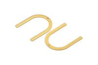 Gold U Shape Charm, 4 Gold Plated Brass U Shaped Charms With 1 Hole (30x25x0.80mm) M02102