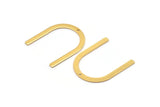 Gold U Shape Charm, 4 Gold Plated Brass U Shaped Charms With 1 Hole (30x25x0.80mm) M02102