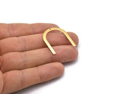 Gold U Shape Charm, 4 Gold Plated Brass U Shaped Charms With 1 Hole (30x25x0.80mm) M02102