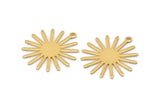 Gold Sun Charm, 4 Gold Plated Brass Sun Charms With 1 Loop (27x0.80mm) A1727 M01676