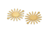 Gold Sun Charm, 4 Textured Gold Plated Brass Sun Connectors With 2 Loops, Pendants (29x25x0.80mm) M01652 Q0461