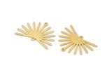 Gold Sun Charm, 4 Textured Gold Plated Brass Sun Charms With 2 Loops (22x30x0.80mm) M02275