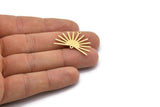 Gold Sun Charm, 4 Textured Gold Plated Brass Sun Charms With 2 Loops (22x30x0.80mm) M02275