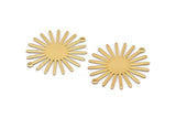 Gold Sun Charm, 4 Gold Plated Brass Sun Charms With 2 Loop (33x30x0.80mm) M02229