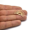 Gold Sun Charm, 4 Gold Plated Brass Sun Charms With 2 Loops (22x30x0.80mm) M02280