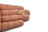 Gold Sun Charm, 4 Textured Gold Plated Brass Sun Charms With 1 Loop (20x25x0.80mm) M02295