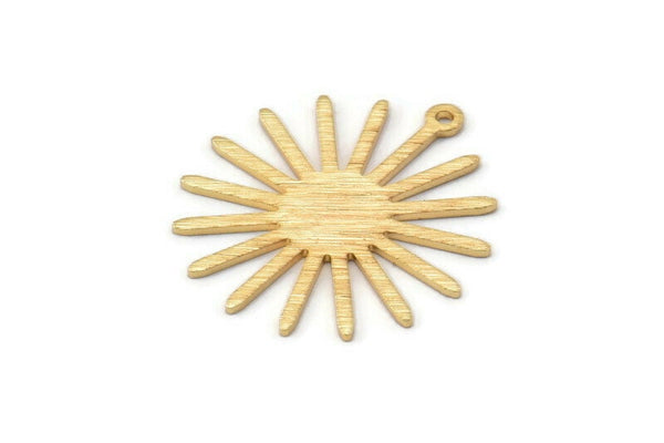 Gold Sun Charm, 4 Textured Gold Plated Brass Sun Charms With 1 Loop (27x0.80mm) A1723 M01653