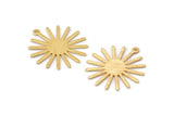 Gold Sun Charm, 4 Textured Gold Plated Brass Sun Charms With 1 Loop (27x0.80mm) A1723 M01653