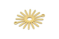 Gold Sun Charm, 4 Gold Plated Brass Sun Connectors With 2 Loops, Pendants (29x25x0.80mm) M01641 Q0891