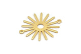 Gold Sun Charm, 4 Gold Plated Brass Sun Connectors With 2 Loops, Pendants (29x25x0.80mm) M01641 Q0891