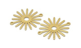 Gold Sun Charm, 4 Gold Plated Brass Sun Connectors With 2 Loops, Pendants (29x25x0.80mm) M01641 Q0891