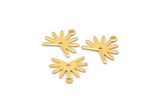 Gold Sun Charm, 4 Gold Plated Brass Sun Charms With 1 Loop And 1 Hole (13x15x0.80mm) M02260