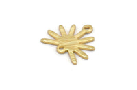 Gold Sun Charm, 8 Textured Gold Plated Brass Sun Charms With 2 Loops (13x15x0.80mm) M02259