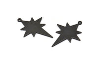 Black Pole Star Charm, 6 Oxidized Black Brass, Black Charms, Black Pole Star Charms With 1 Loop (30x22x0.80mm) M02478