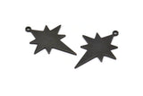 Black Pole Star Charm, 6 Oxidized Black Brass, Black Charms, Black Pole Star Charms With 1 Loop (30x22x0.80mm) M02478