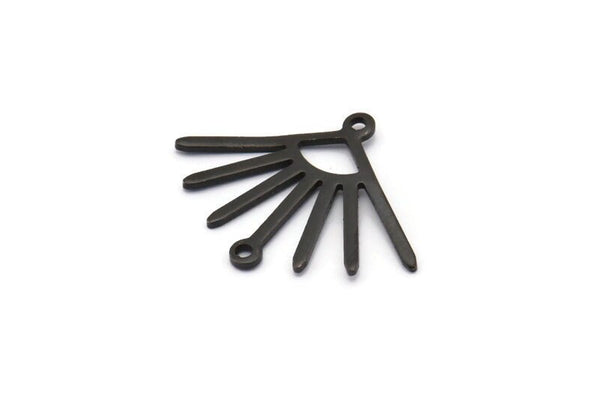Black Sun Charm, 8 Oxidized Black Brass Sun Charms With 2 Loops (24x19x0.80mm) M02444