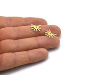 Gold Sun Charm, 8 Gold Plated Brass Sun Charms With 1 Hole (11x15x0.80mm) M02252