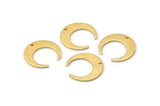 Gold Moon Charm, 4 Textured Gold Plated Brass Crescent Moon Charms With 1 Hole (18x5x1mm) M02219