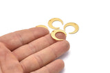 Gold Moon Charm, 4 Textured Gold Plated Brass Crescent Moon Charms With 1 Hole (18x5x1mm) M02219