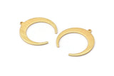 Gold Moon Charm, 2 Textured Gold Plated Brass Crescent Moon Charms With 1 Loop (28x27x1mm) M02224