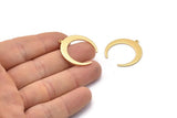 Gold Moon Charm, 2 Textured Gold Plated Brass Crescent Moon Charms With 1 Loop (28x27x1mm) M02224