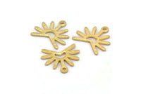 Gold Sun Charm, 8 Textured Gold Plated Brass Sun Charms With 1 Loop (13x15x0.80mm) M02263