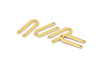 Gold U Shape Charm, 6 Gold Plated Brass U Shaped Charms With 3 Holes (22x9x0.80mm) M02094