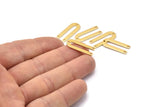Gold U Shape Charm, 6 Gold Plated Brass U Shaped Charms With 3 Holes (22x9x0.80mm) M02094