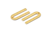 Gold U Shape Charm, 6 Textured Gold Plated Brass U Shaped Charms With 1 Hole (22x9x0.80mm) M02096