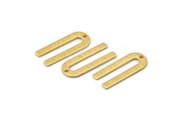 Gold U Shape Charm, 6 Textured Gold Plated Brass U Shaped Charms With 1 Hole (22x9x0.80mm) M02096
