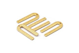 Gold U Shape Charm, 6 Textured Gold Plated Brass U Shaped Charms With 1 Hole (22x9x0.80mm) M02096
