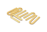 Gold U Shape Charm, 6 Textured Gold Plated Brass U Shaped Charms With 1 Hole (22x9x0.80mm) M02096