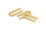 Gold U Shape Charm, 6 Gold Plated U Shaped Charms With 1 Hole (22x9x0.80mm) M02093