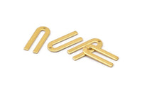 Gold U Shape Charm, 6 Gold Plated U Shaped Charms With 1 Hole (22x9x0.80mm) M02093